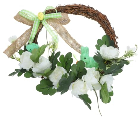 LIFKOME Osterschmuck Blumen-Osterdekor -Türkranz Ostermauer Girlande Ornament Haustür hängende Dekoration hängender Osterkranz künstlich Dekorationen das Schild Rattan schmücken Seidentuch