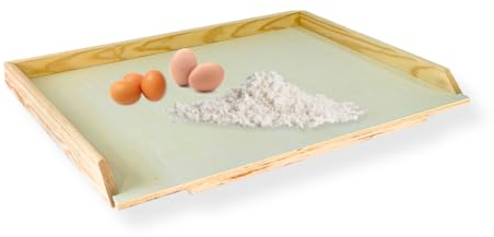 Spianatoia Tavoliere, Asse Pasta Legno Pioppo, Stendipasta con Bordi Laterali, Gradino Anti Scivolo, Made in Italy (57x37)