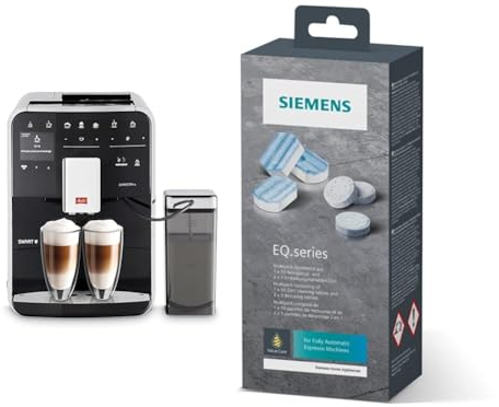 Melitta Caffeo Barista TS Smart - Kaffeevollautomat - mit Milchsystem - App Steuerung - Direktwahltaste - Zweikammer Bohnenbehälter - Schwarz (F850-102) & Siemens Multipack TZ80003A