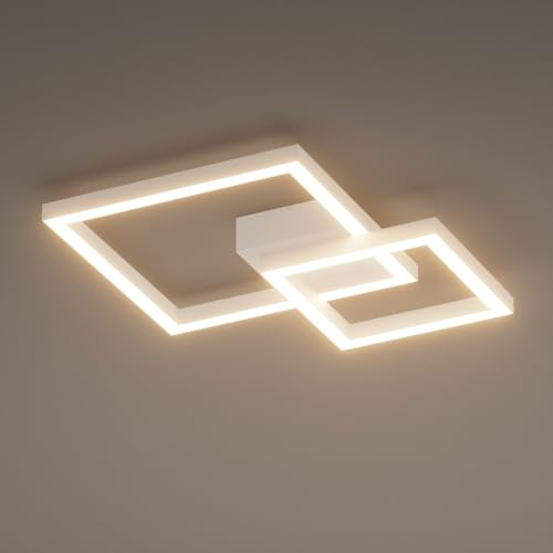 Klighten Deckenlampe LED Deckenleuchte 35W 2400 Lumen, Wohnzimmerlampe aus Aluminium Modern Deckenbeleuchtung für Schlafzimmer Küche Wohnzimmer Flur, 36 x 36 x 6 cm, Warmweiß 3000K, Weiß