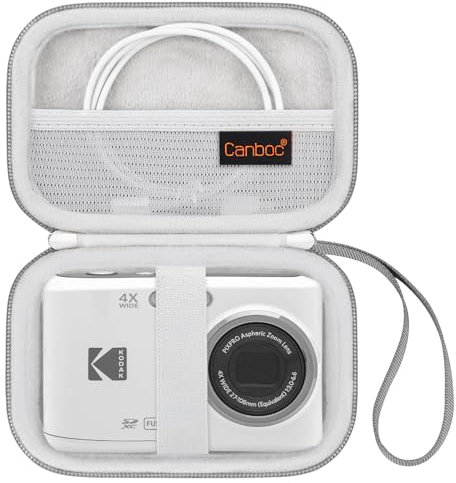 Canboc Carrying Case Compatible with Kodak PIXPRO FZ55/ FZ45/ FZ43/ FZ53 16MP Digital Camera, Video Vlogging Camera Bag, Mesh Pocket fit Cable, Grey (Case Only)