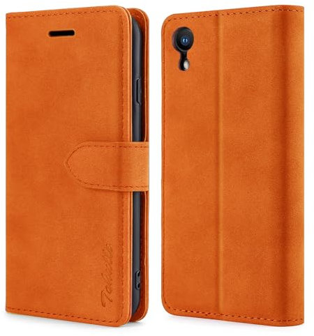 TOHULLE Case for iPhone XR, Premium PU Leather Wallet Case with Card Holder Kickstand Magnetic Closure Shockproof Flip Folio Case Cover for iPhone XR (6.1 Inch) - Orange