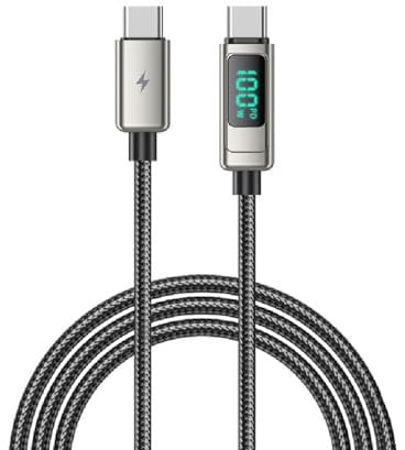 USB C to USB C Charger cable, 60W 1.5m long Type C Fast Charging cable with intelligent digital display for iPhone 15/15 Pro Max, MacBook Pro, iPad Air, Samsung Galaxy, Pixel, Switch, PS5
