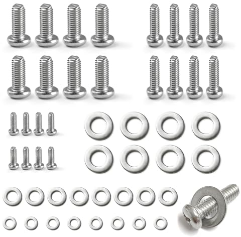 UILYNIU 48 Piezas Kit de Montaje de TV, Tornillos de Montaje de TV, Accesorios de Montaje de TV M4, M6, M8, Tornillos Y Arandelas De Acero Inoxidable, Tornillos para Soporte TV (Plata) (Plata)