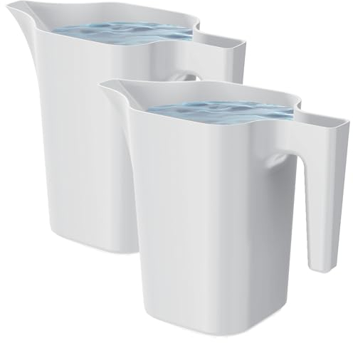 PECZEKO Gießkanne 1,8 Liter für Haus & Garten - aus robustem Kunststoff - giesskanne zur einfachen Bewässerung von Blumen, Pflanzen und zimmerpflanzen 2er-Set (2 Pack) Weiß