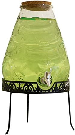 Wasserspender, Getränkespender, Getränkespender aus Glas, Retro, durchsichtiger Getränkespender, Saftbehälter mit großer Kapazität für Kühlschrank, Eistee, Partys im Freien, den täglichen Gebrauch