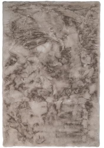 Consilio Concept Heaven Fellteppich 80x150 Taupe Teppich Supersoft 50 mm Höhe Soft weich Hasenfell Imitat beige braun Wohnzimmerteppich Kinderzimmerteppich Küchenteppich Flurteppich