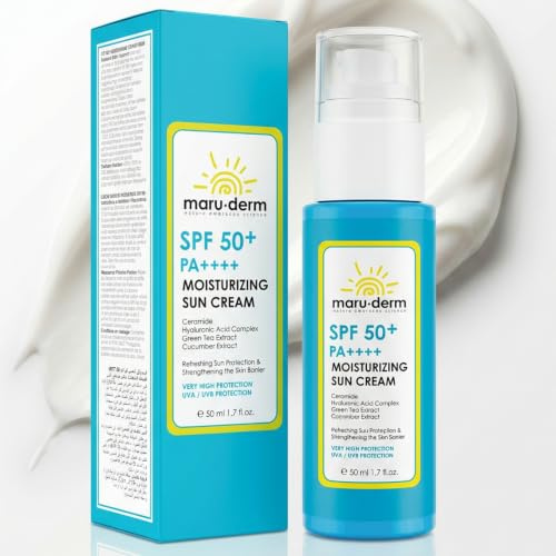 Maruderm Feuchtigkeitsspendende Sonnencreme SPF 50+ – Breitband-UVA/UVB-Schutz mit Modernen UV-Filtern | Täglicher Sonnenschutz für Alle Hauttypen, 50 ML