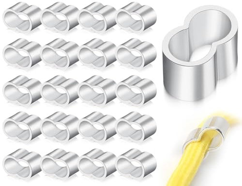 Lhbwhiz 25 pièces de Boucle à sertir,Serre-câble en Aluminium,Pinces à Presser,Manchons de Presse préformés,Pinces à étrangler,Manchons de Serrage à Double Manchon,Manchons à sertir,connecteurs Corde