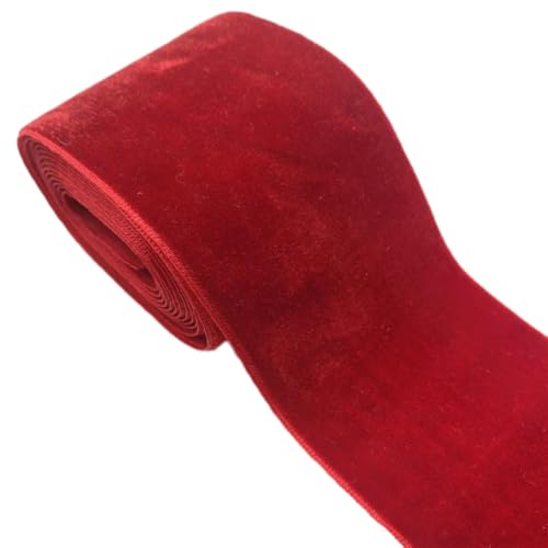 Wambere 2 Yards x 5cm Einseitiges Samtband Schleifenband Bogenband Schmuckband Geschenkband Dekoband Zierband für DIY Handwerk Hochzeit Geburtstag Party Weihnachten Geschenkverpackung,Rot