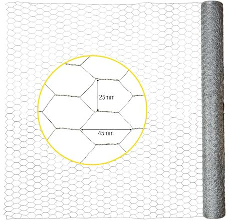 horizont Maschendrahtzaun 100cm Höhe 25m Länge - Maschenweite 25 x 45 mm - verzinkt, Sechseckgeflecht, Drahtgitter grobmaschig, Hasendraht, Drahtzaun, Kaninchendraht, Hasengitter, Drahtgeflecht