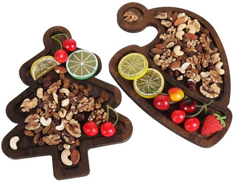 Set di Vassoi da Portata in Legno a Forma di Cappello per Albero di Natale, Set di Vassoi da Portata per Piatti Natalizi, Tagliere per Salumi di Natale, Piatto in Legno, Ciotola