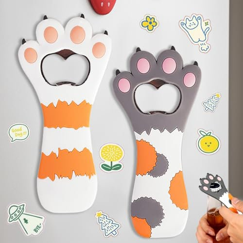 Brateuanoii 2 Piezas Abrebotellas De Pata Gato, Botellas De Cerveza Magnético, Sacacorchos De Pata Gato Portátil, Abre De Botellas En Forma De Dibujos Animados Lindo, Para Barra De Cocina Casera