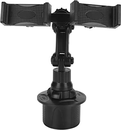 Dual Cup Phone Holder for Car, Universal 360° Adjustable Dual Car Cup Holder with Non Slip Silicone Pads for iPhone 7 8 11 12 13 Pro XS Easy Installation Good Stability Sturdy