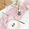 CUEMOON Chemins de Table,90 x 300cm Boho Gaze Etamine à Fromage Chemin de Table, pour Mariage Vintage,Anniversaire,Baby Shower décoration de Table (Rose)