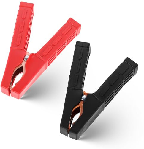 2 Stück 200A Krokodilklemmen Isoliert Starterkabel Klemmen Isoliert Batterieklemmen Autobatterie Krokodilklemme Batterieladezange für Starthilfekabel Überbrückungskabel Autoladekabel, Rot und Schwarz