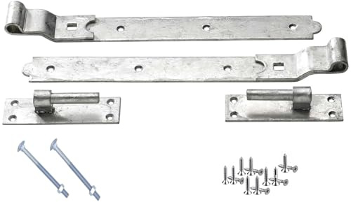 30 Cranked Hook and Band Hinges – Galvanized Heavy-Duty Gate & Door Hinges – Rust-Resistant Outdoor Hardware with 19mm Pin