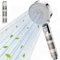 Gritin Duschkopf mit Filter, Hochdruck Handbrause Wassersparend, 5 Strahlarten, Verchromte Duschbrause mit One-Touch Wasserstopp-Taste, Werkzeuglose Installation, Ideal für Hartes Wasser, Grau