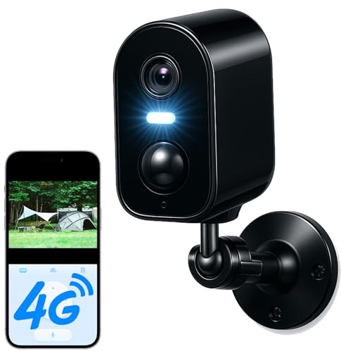 KKB 4G LTE Überwachungskamera mit SIM Karte Innen, Kamera Überwachung Aussen ohne WLAN mit Akku 5200mAh, Tragbare 2K Kabellos LTE Außenkamera, PIR Bewegungserkennung, IP65 Wasserdicht, 2-Wege-Audio