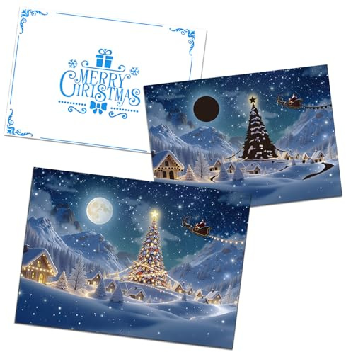 Teyomi Weihnachtskarte mit Temperaturwechsel und Umschlag – Überraschungskarte für Kinder und Freunde – einzigartige, wiederverwendbare Weihnachtskarte – auch perfekt für Ehefrau, Mutter und Vater