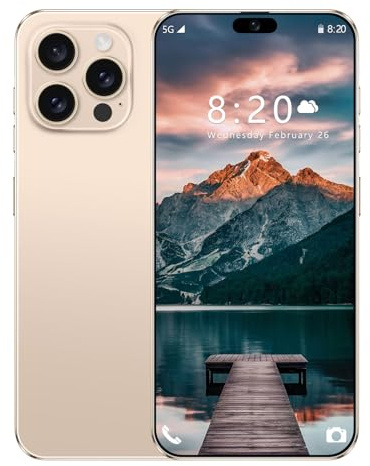 I16 Pro Max 5G Phone, 16GB RAM 1TB ROM, 7.3 1440×3040 AMOLED Display, 108MP 72MP Pro Camera, 8000mAh Battery, Dimensity 9000 Deca Core (Latest 10 Core), Android 14, Unlocked,Desert Gold-7.3 Inch