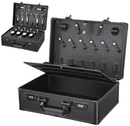 Koffer mit Schlössern, tragbar, große Kapazität für Haarschneidemaschine, Tasche für Kämme und Haarschneidemaschine, für Salon, Arbeitsplatz, Truhe, Tisch