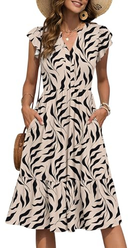 PLMOKEN Summer Dresses for Women UK Floral Short Sleeve Sundress