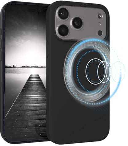 EAZY CASE Magnetische Silikon Hülle für iPhone 17 Pro Max - MagSafe-kompatibel, Premium-Liquid-Silikon, Stoßfest, Kameraschutz, Mikrofaser-Innenfutter, Slim Cover Handyhülle Bumper - Schwarz