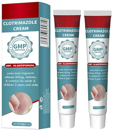 2 Piezas Clōtrimazol al 1% Antipicazón Crema Antifúngica 30g, Crema De Reparación De Cicatrices, Para Aliviar la piel Jock Picazón, Calma la Picazón, Eczema, Tratamiento Eficaz del Pies del Atleta