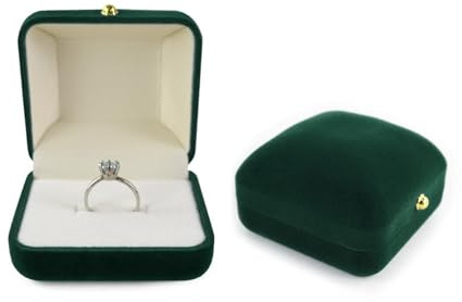 AfitLulu Ringbox Samt Ring Aufbewahrung Ringbox Hochzeit Elliptisch Verlobungsring Box für Vorschläge, Verlobungen und Hochzeiten (Grün-Goldschnalle)