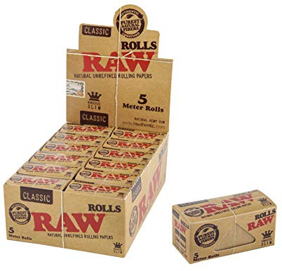 Raw Classic Natural Unrefined Rolling Paper Rolls - 5 Meter Roll (24)