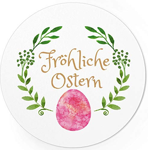 48 Oster-Aufkleber rosa Ei mit Blumenkranz - für Geschenke zu Ostern/Sticker/Aufkleber/Etiketten/Rund