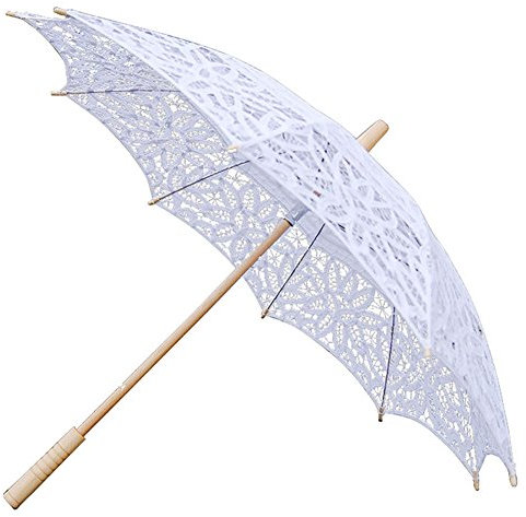 Sonnenschirm Spitze Brautschirm Damen Regenschirm Hochzeit Gesticktes Cotton Vintage Sonnenschirm Hochzeit