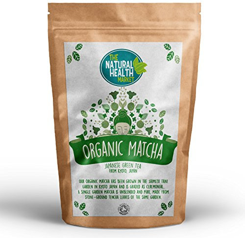 Organic Matcha Tea By The Natural Health Market • Organic Green Tea From Japan • Ceremonial Grade Single Garden Cultivar • Traditionally Grown and Stone Ground in Kyoto (100g)