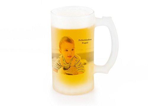 Regalo Original - Jarra Cerveza Opaca Personalizada - Vidrio Esmerilado - 50 cl - Color Opaco - Con Foto o Texto Grabado