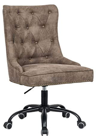 Riess Ambiente Design Bürostuhl Victorian Vintage Vintage Taupe mit Armlehne Stuhl höhenverstellbar mit Leichtlaufrollen