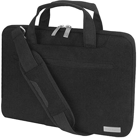 TECHGEAR Case for 11 - 12.3 Laptops, Portable Multi-functional Laptop Case with Adjustable Shoulder Strap, Luggage Strap & Suppressible Handles, Portable Sleeve Organiser Case Cover + Pockets BLACK