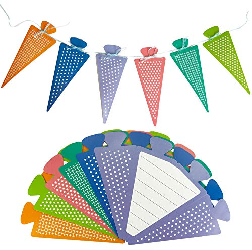 Oblique Unique® 6X Zuckertüte als Einladungskarten oder Girlande für Schuleinführung Schulanfang Einschulung Schulbeginn Einladungen mit beschreibbarer Innenseite