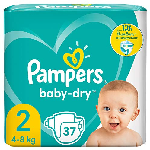 Pampers Baby-Dry Größe 2, 37 Windeln, bis zu 12 Stunden Rundumschutz, 4-8kg