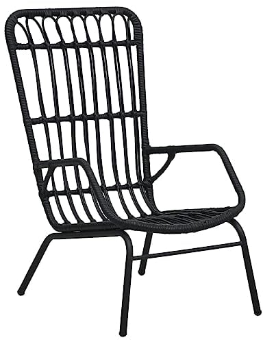 vidaXL Gartenstuhl mit Armlehnen Hochlehner Stuhl Sessel Relaxstuhl Gartenmöbel Rattansessel Terrassenstuhl Balkonstuhl Poly Rattan Schwarz