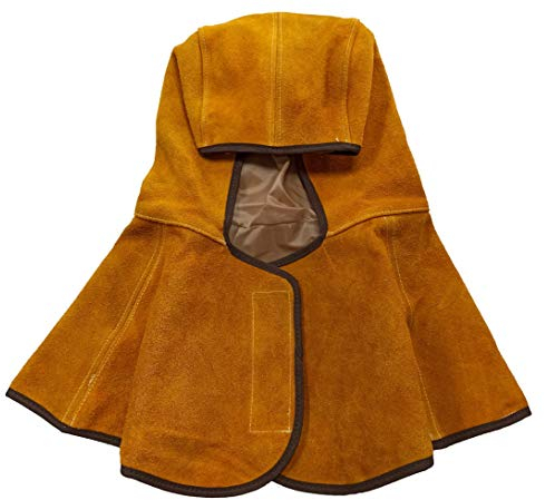 ELCAN Capucha ignífuga soldador de cuero para colocar debajo de careta soldadura para evitar quemaduras, gorro de soldador con protección para el cuello