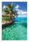 Wallario Wandbild - Karibisches Meer Einsame Hütte unter Palmen in Premiumqualität, Poster mit rahmenlosen Bildhalter, Größe: 61 x 91,5 cm