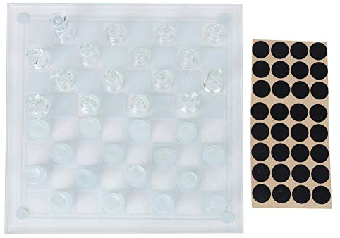 RiToEasysports Ajedrez Internacional, Tablero de ajedrez 25x25 cm Cristal de Cristal Pulido 1 Tablero de ajedrez y 32 Piezas de ajedrez 1 Espaciador Ajedrez Cristal Glass Chess