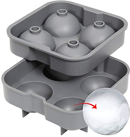 Cilio Quattro Eiskugelform für 4 Eiskugeln aus Silikon in der Farbe Grau, Maße: 12cm x 12cm x 5,5cm, 150865