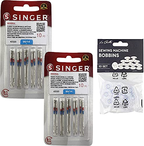 Singer Set mit 2 Packungen Nähnadeln 2020 90/14 für Webware, für Nähmaschinen 130/705 H