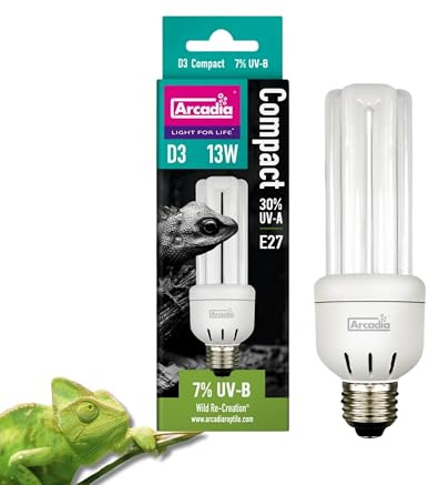 Arcadia D3 Forest Mini Compact 7% UVB Triple U Screw In 13W Reptile Light Bulb