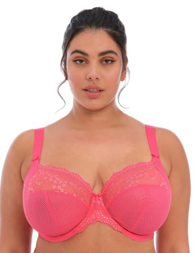 ELOMI Women's Charley Neckline Stretch Lace Plunge Bra Honeysuckle, 38D