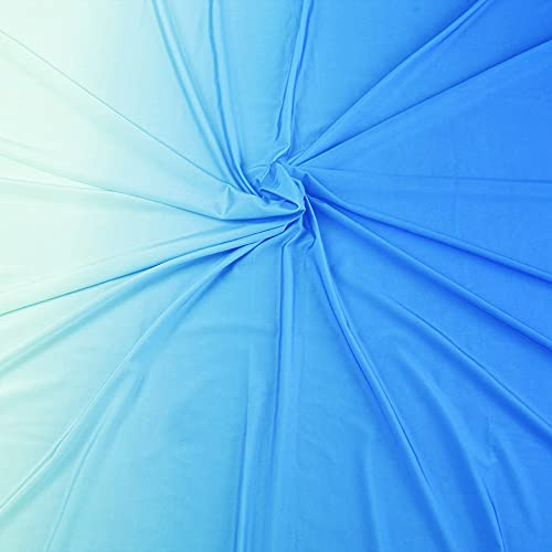 Ombré-Spandex-Stoff, zweifarbig, Farbverlauf, für lateinamerikanische Kleidung, Sportbekleidung, 150 cm pro Meter (LakeBlue to White)