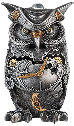 Brillibrum Design Eulen Deko Firgur Mechanical Style Skulptur Zahnrad Dekoration Eulenfigur Industrial Steam Punk Kunst Figur (Eule/Variante 2)