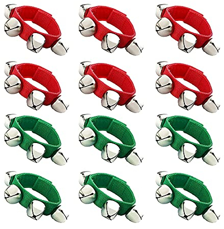 YGMXZL Grelot Poignet de bébé,Bracelets de Poignet avec grelots musicau(Lot de 12), Cheville Bells pour Fêtes Enfants, Ecole et Classe de Musique percussions pour Noël
